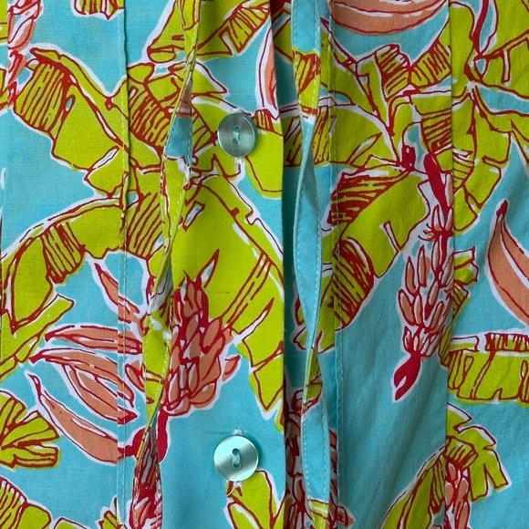 Key West Tropical Palm Print Skirt- Button Down Tie Through Waist - Picture 5 of 12